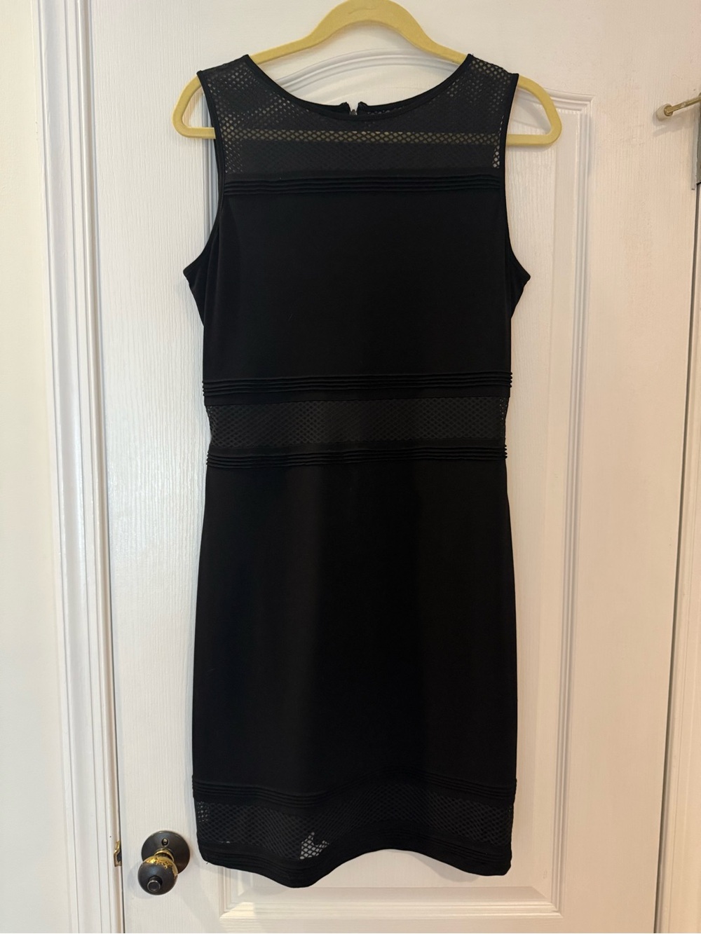Marc New York Black Sleeveless Mesh-Detail Mini Dress